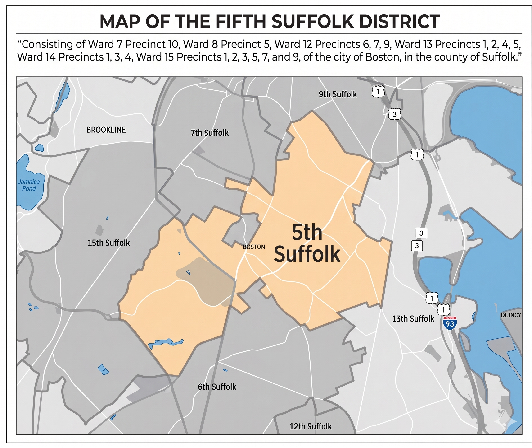 Map of the 5th Suffolk District