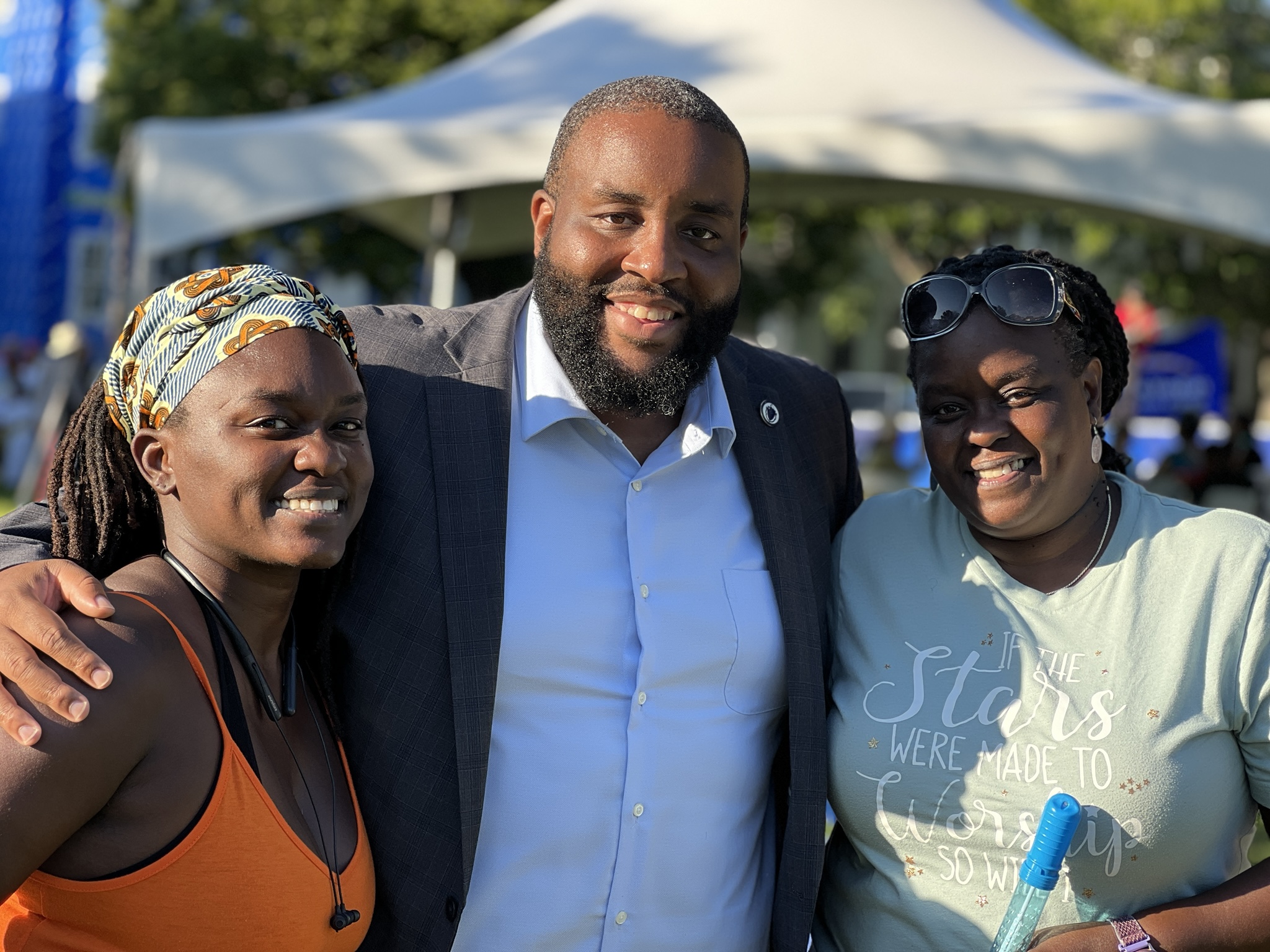 Chris Worrell with Dorchester constituents